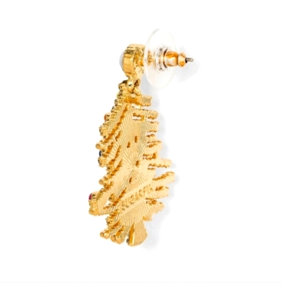 BaubleBar Christmas Tree Rhinestone Pearl Pave Holiday Dangle Drop Earrings NWT - Picture 3 of 6
